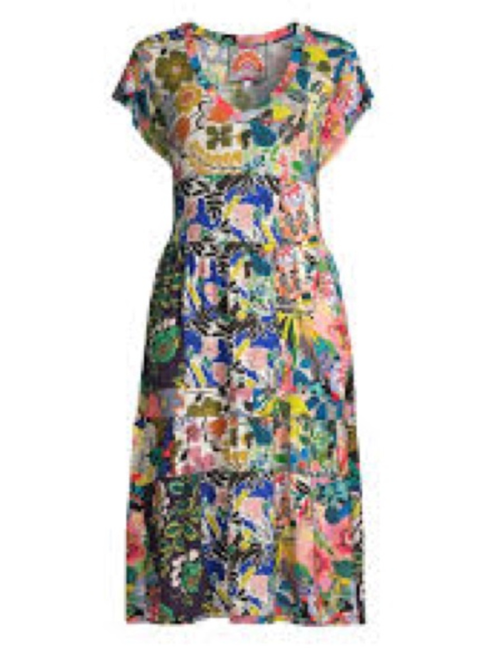 Johnny Was dress Chelsea Garden Tiered tea length dress boho floral patchwork - Picture 6 of 6